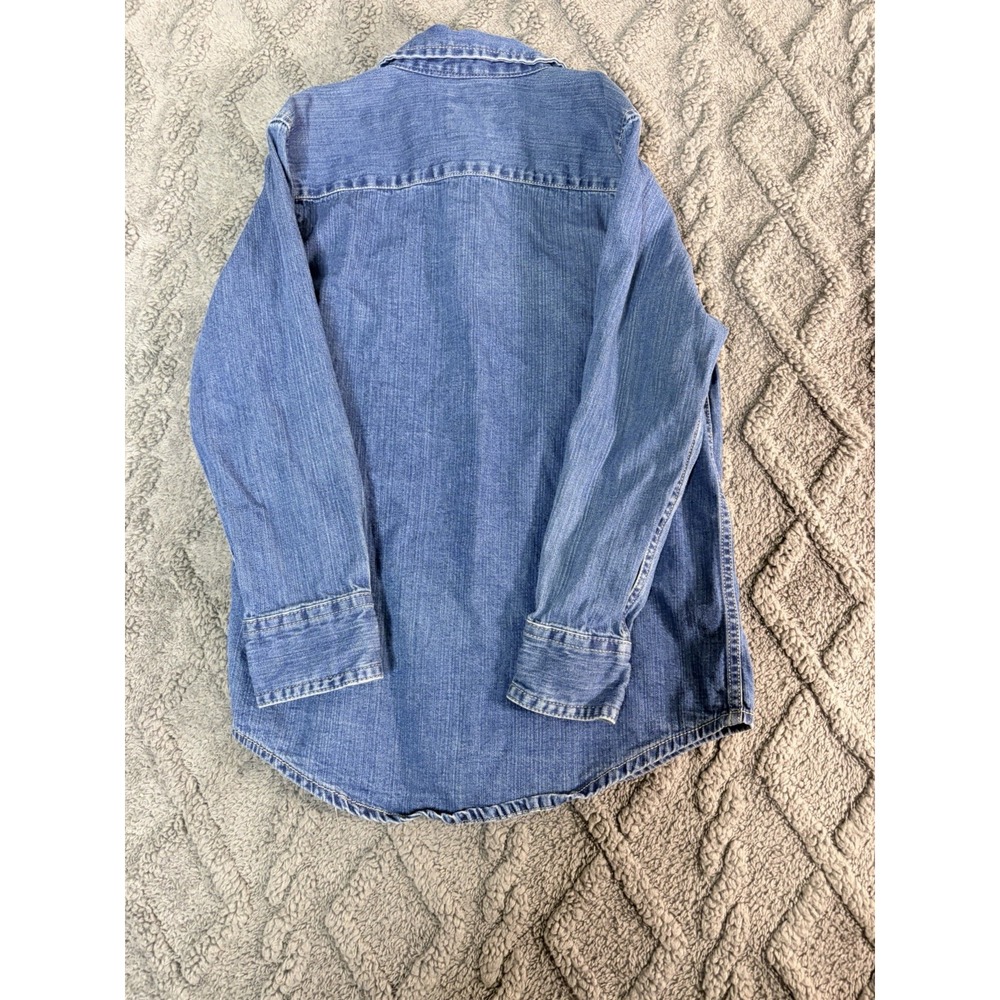 Wrangler Jeans Co Boys Blue Jeans Long Sleeve Button-Down Shirt Size S (6/7) - Picture 3 of 4